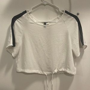 Black and white cropped tie top